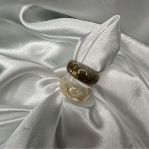 Acrylic Resin Mix Match Ring Set - Brown Tumbleweed / Shadow Stone